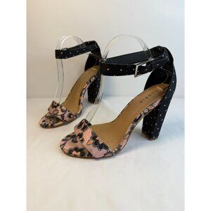 Torrid Women’s Size 8W Floral/Poka Dot Block Heels Open Toe Ankle Straps Sandals